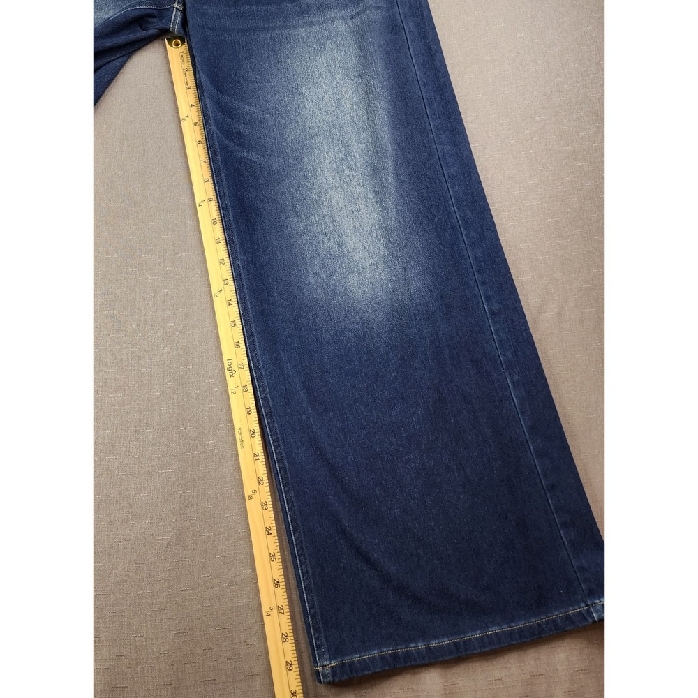 Halara Wide Leg Jeans Womens Large Tall Blue Denim Crossover Waist NWT 02710762 - Picture 4 of 11